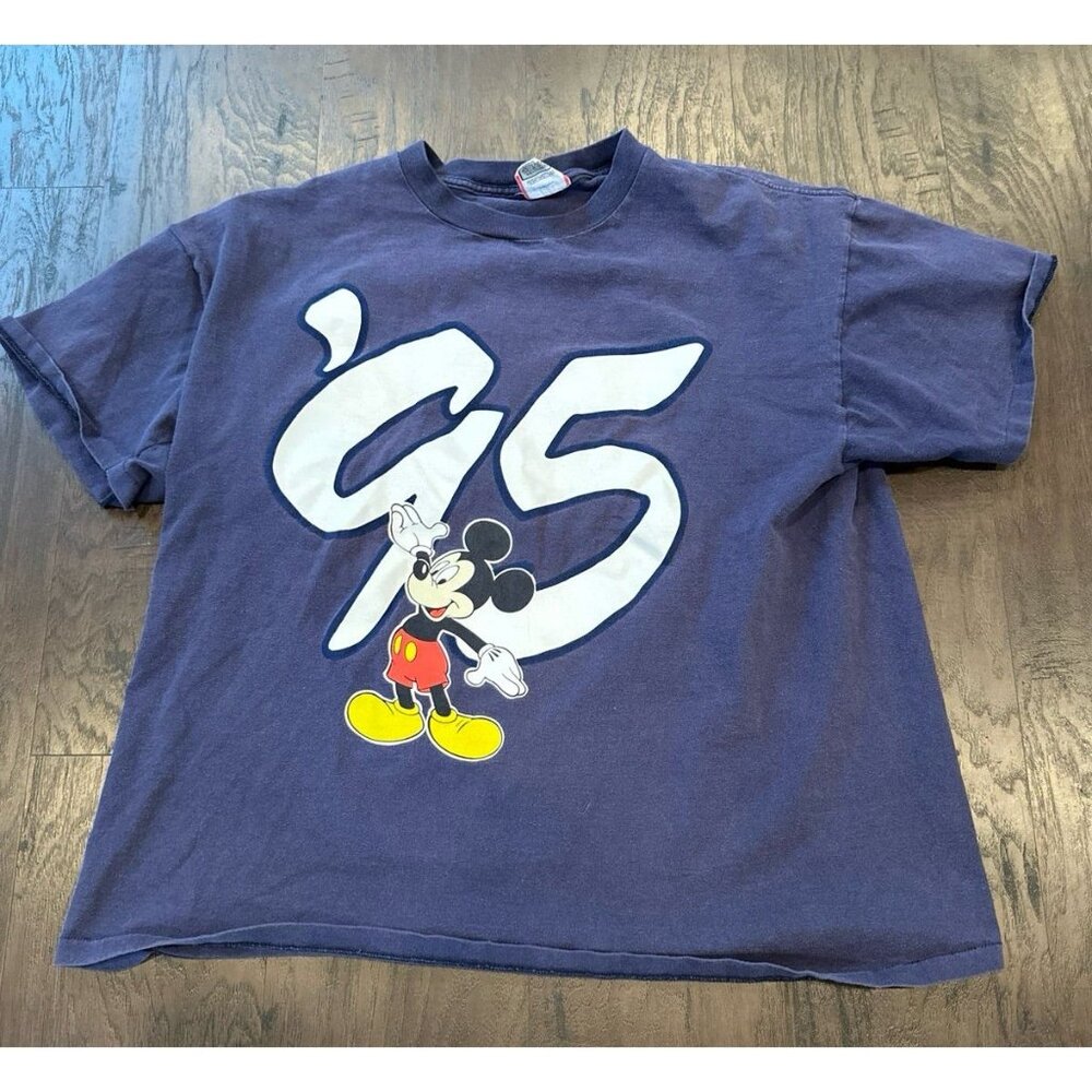 Vintage Walt Disney World Designs ‘95 T-Shirt Blue Mickey‎ Mouse USA